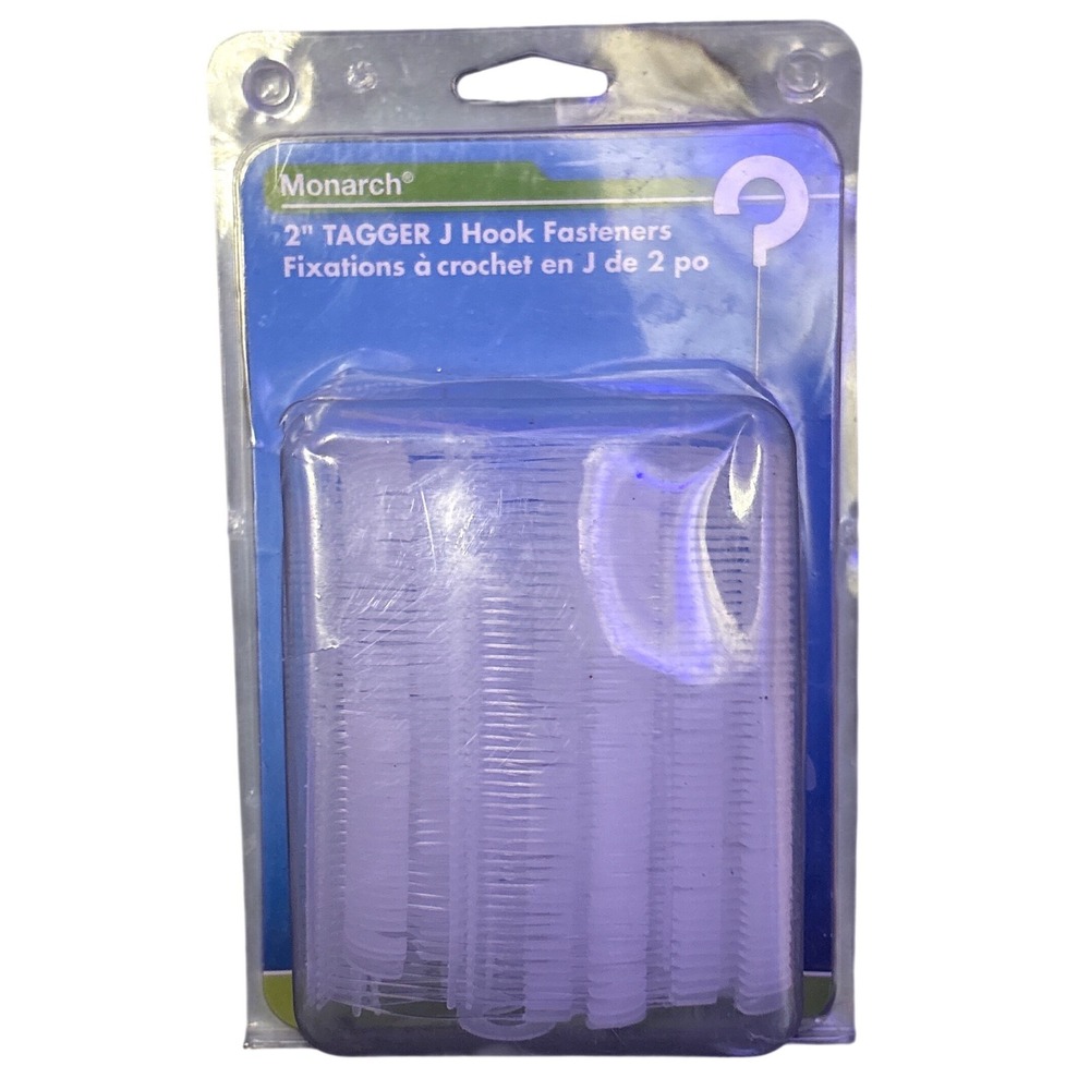 NEW Monarch 2" Tagger J Hook Fasteners 500 Count Clear Plastic Hooks